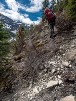 3rd class scrambling on muddy, shale slopes with heavy alpine packs builds character.