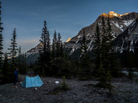 Anton takes in the rising sun from camp, early on Monday morning.