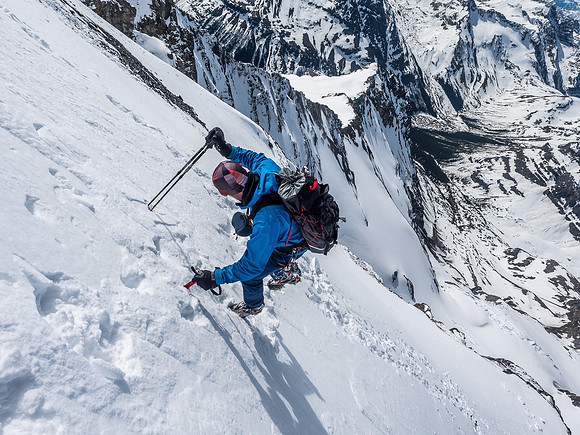 There were a few spots that we briefly down climbed rather than plunge stepped, mainly to minimize undue stress on the slope.