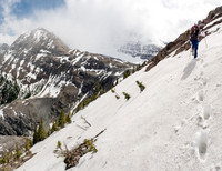 Almost at the top of the headwall bypass route. Forbes is buried in cloud at center.