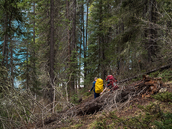 Anton and Mike negotiate part of the trail that is descending back down to the lake.