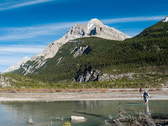 The short and shallow crossing we had to do across the Glacier River flats is very non-typical for most climbers accessing Mount Forbes from this trail.