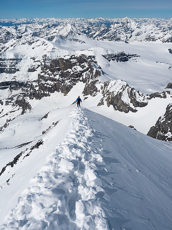 Descending the arete.