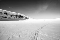 Nearing the Columbia neve. The trick on descent is to straight-line down this headwall to give yourself enough coasting speed