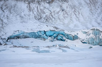 Glacial ice near the tongue of the icefield.