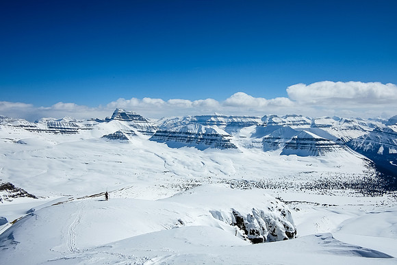 Descending the summit ridge.