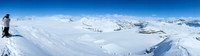 The Columbia Icefield at left with Castleguard Meadows at lower right. Andromeda at center distance.