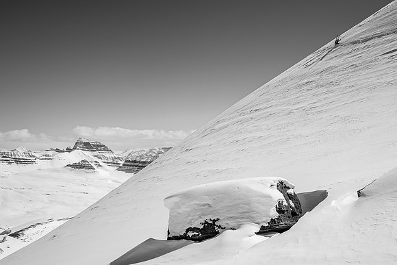 This shows the steepness of the slopes just under the summit ridge.