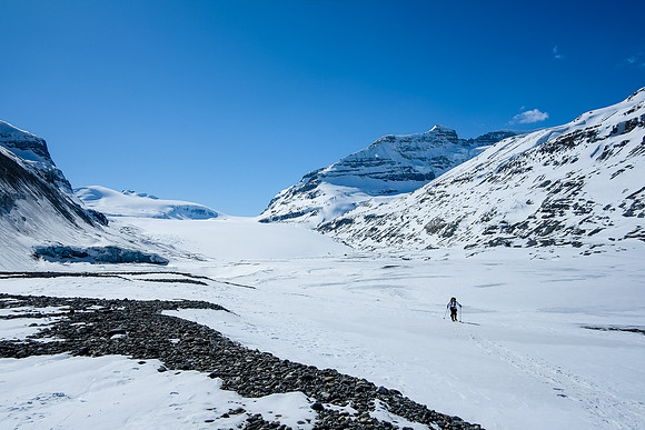 Departing the lovely Saskatchewan Glacier approach valley.