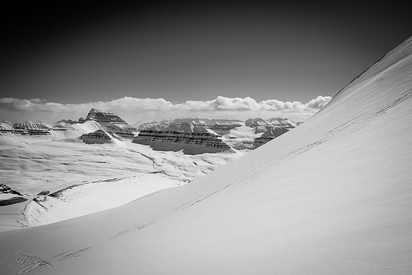 Looking over the ascent ridge to the south.