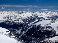 The Icefields Parkway is far below us.