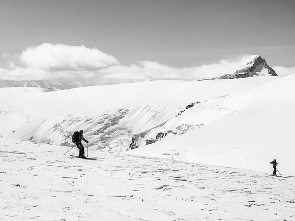 Skiing the west face of Stutfield NE.
