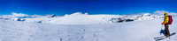 Nearing the summit of Stutfield NE looking back at Stutfield with Columbia, North Twin, Twins Tower and Alberta behind.