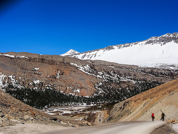 Walking to the climber's parking lot.