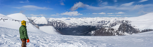 Panorama from camp looking east towards hwy #93, Stuts on the left and Kitchener on the right.