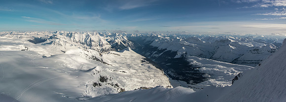 Spectacular views over the east ridge next to the SE face and into BC, down the Bush River Valley at center. I've driven that road many times now.