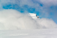 Mount Columbia is already peeking out of the clouds but it's many kilometers away at this point.