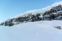 Doesn't look like much until you see them collapse - looking nervously up at the seracs as we race underneath them.