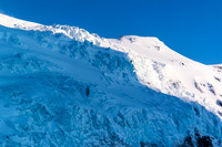 The sun starts to hit the Snow Dome seracs. You don't want to be under them when this happens as they usually set off at first sun.