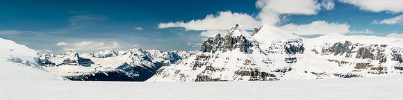 Twins at center and the Athabasca River Valley running north to the left of them. On the left is Dias, Quincy, Catacombs, Massey and Blackfriars