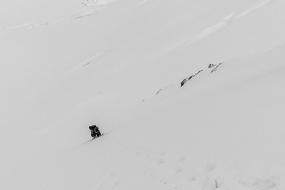 I'm catching up to Steven now, as I feel comfortable facing outwards and plunge-stepping down the lower face.