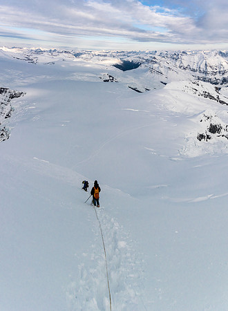 You can see the steep roll just under Steven here where we transition onto the steepest part of the face.