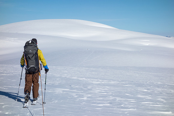 Skinning back to camp.