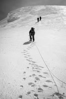 TJ and JW work on setting up a crevasse rescue high on South Twins north ridge. At this point we still had no idea if Anton was OK or not.