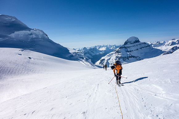 Skinning back to camp.