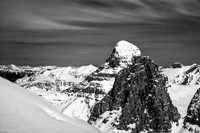 Mount Alberta rises behind Son of a Twin.
