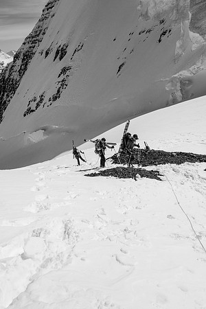 The team works it's way part way up the southwest ridge on North Twin.