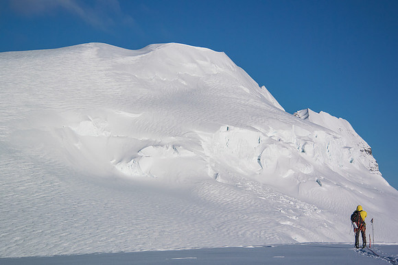 Steven and the huge east face of North Twin.
