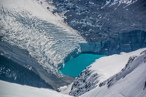 The Columbia Glacier dumps into the lower trench just above Columbia Lake.