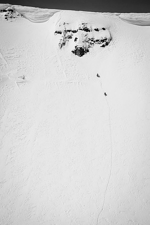 Steven and Ben tempt fate on West Twin's steep east face... ;) At least it's short.