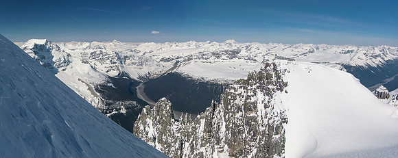 Spectacular views off the ascent slope! West Twin already looks tiny and we're not close to the summit yet.