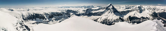 Summit views from South Twin looking across the trench to Mount Columbia and King Edward. Kitchener and Snow Dome at left.