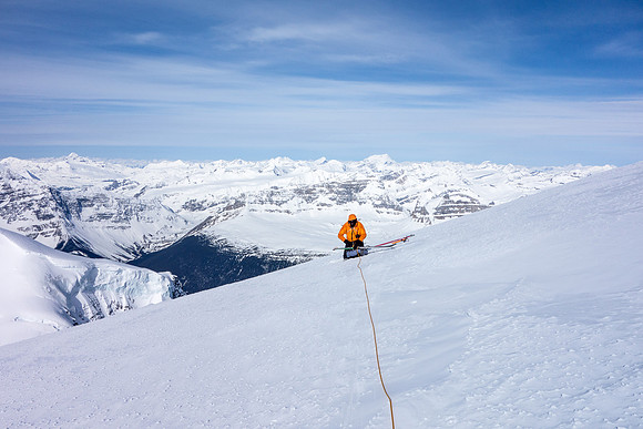Preparing to descend to the North / South Twin Col.