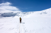 Ascending the ramp to the Columbia neve - this is the key terrain feature that makes the Athabasca Glacier approach to the main ice field feasible.