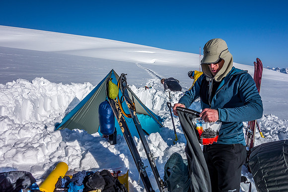 Camping on the Columbia Icefield.