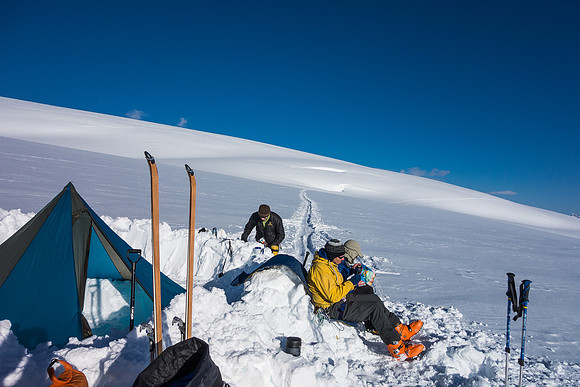 Camping on the Columbia Icefield.