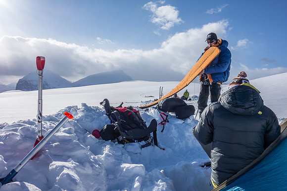 Camping on the Columbia Icefield.