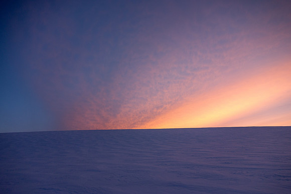 Sunrise over the Columbia Icefields.