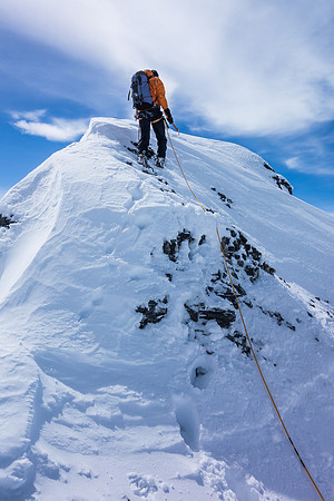 JW leads up the summit ridge - mostly a scramble.