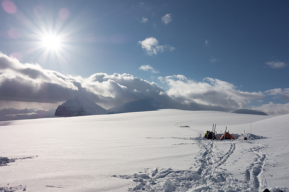 Camping on the Columbia Icefield.