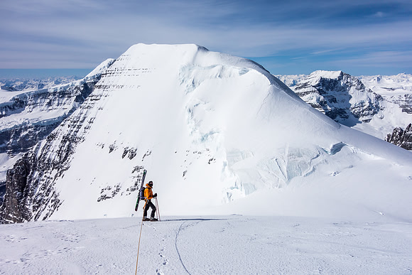 One of my favorite shots of the trip - JW poses in front of South Twin on the descent to the col.
