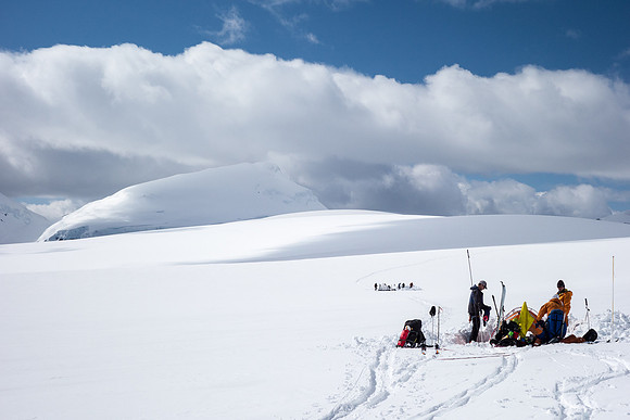 Camping on the Columbia Icefield.