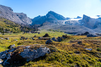 Gorgeous alpine terrain on a warm September morning. Deluc rising at center.