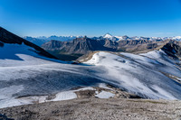 Descending the SW aspect of Deluc to the glacier.