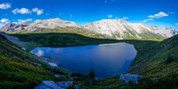 Views over the small lake towards our second pass / col in the distance.