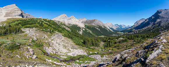 Views from the outlet of the lower bivy lake towards the Clearwater River.